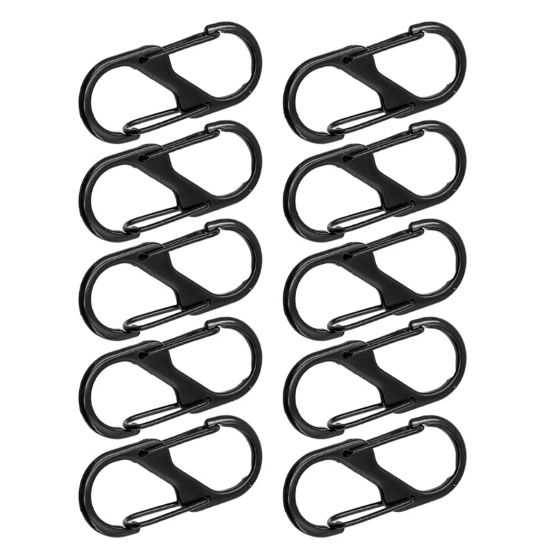 10 Pcs S Shaped Carabiner Metal Double Hooks Carabiner Keychain Small Spring Clips for Camping Fishing Traveling