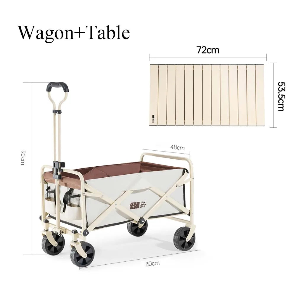 TXZ Camping Folding Wagon, Heavy Duty Folding Cart for Trolley Camping Cart, Outdoor Folding Camping Cart, picnic vehicle trailer, camping trolley, small cart, wheel-mounted Folding Cart Wagon