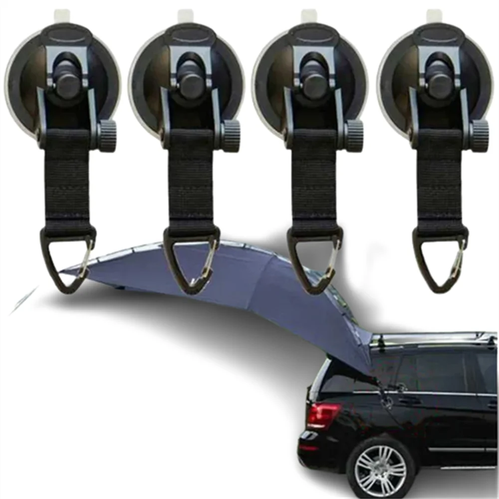 Vacuum Suction Cup Car Tent Buckle with Glass Hook, Lightweight Camping Bracket for Hiking and Climbing