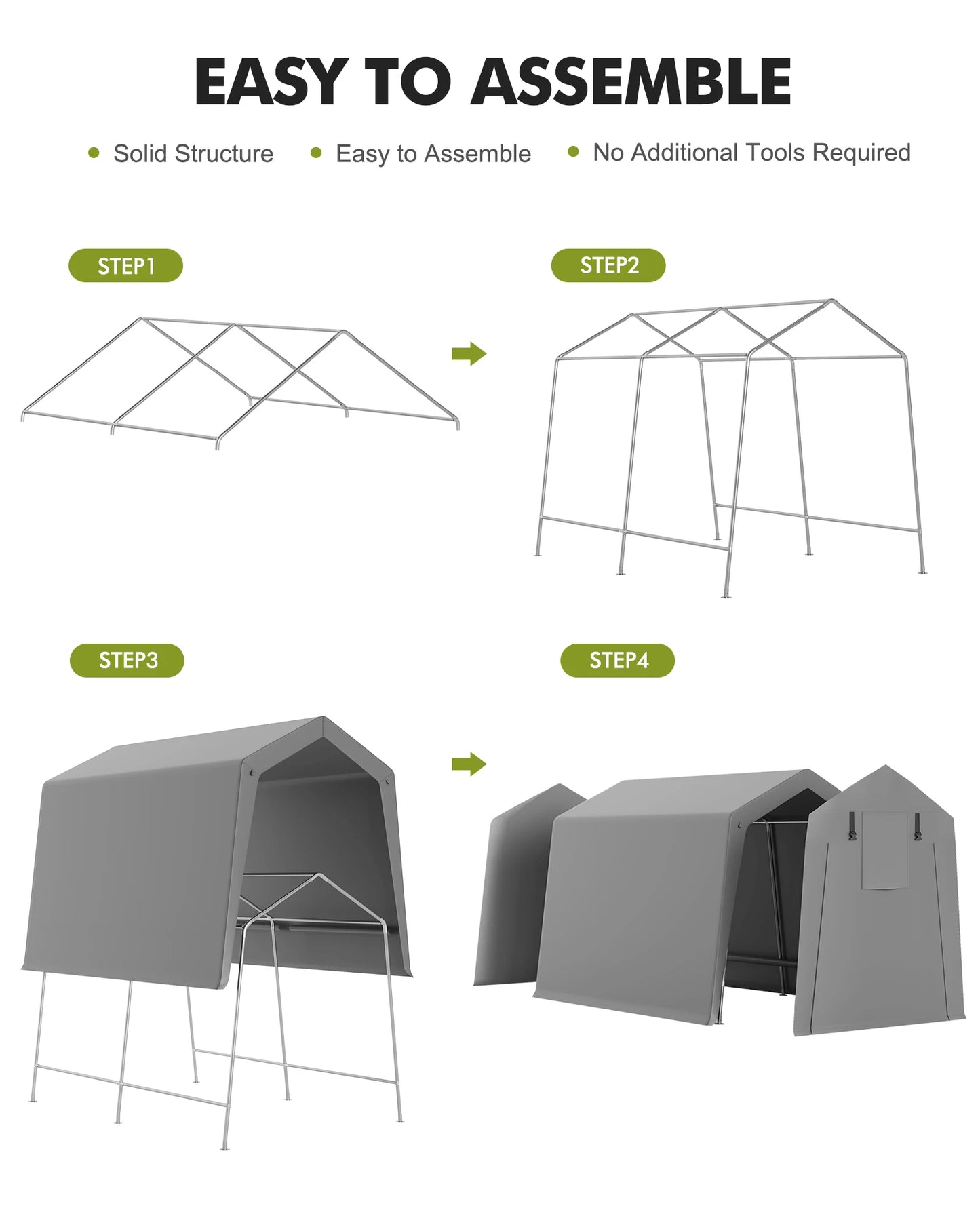 Motorcycle Storage Sheds 7x12 FT Portable Shed with Rolled up Zipper Door, Waterproof, Storage Tent Heavy Duty for Motorcycle
