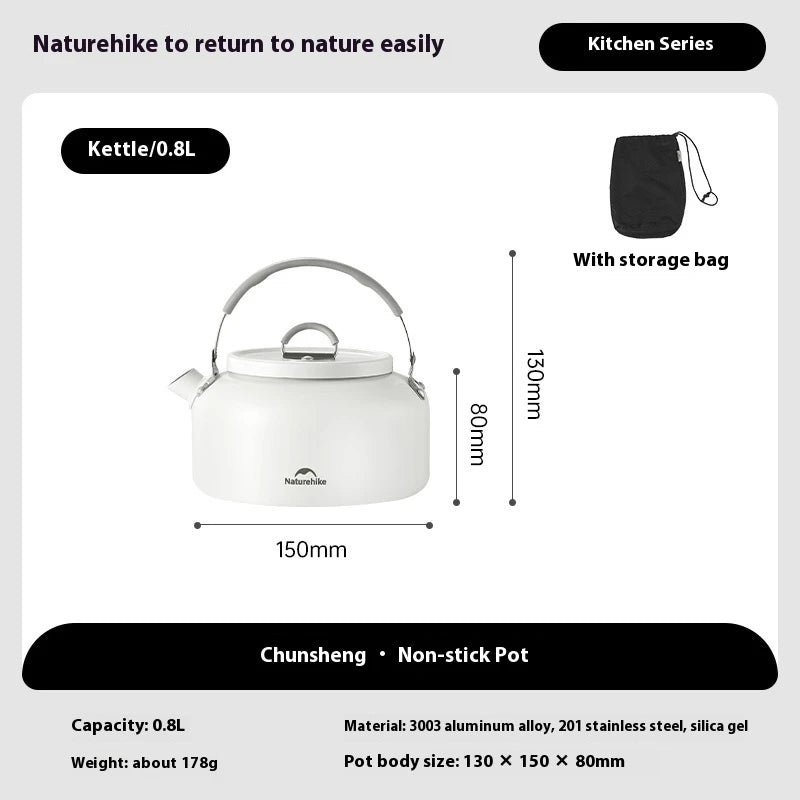 Naturehike Ceramic Non-Stick Cookware Kit Storage Outdoor Camping equipment Kettle Frying Pan Pot Portable Picnic Tablewar Set
