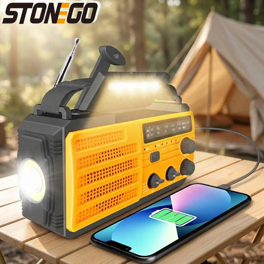 Emergency Hand Crank Rechargeable Solar Flashlight Multifunctional LED Reading Light Radio Safety Protection Self Defense