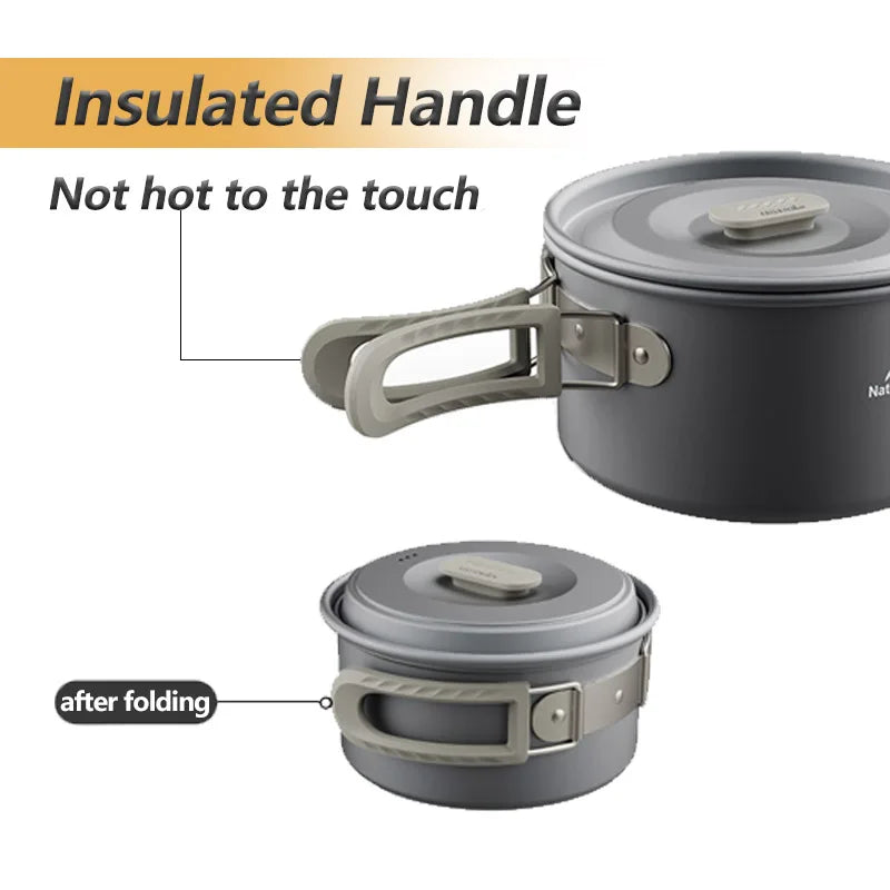 Naturehike Camping Cookware Kit Outdoor Cooking Ultralight Aluminum Pot Kettle Tablewear Set Kitchen Utensils Camping Gear
