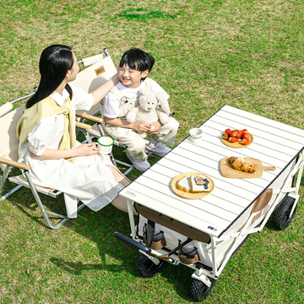 TXZ Camping Folding Wagon, Heavy Duty Folding Cart for Trolley Camping Cart, Outdoor Folding Camping Cart, picnic vehicle trailer, camping trolley, small cart, wheel-mounted Folding Cart Wagon