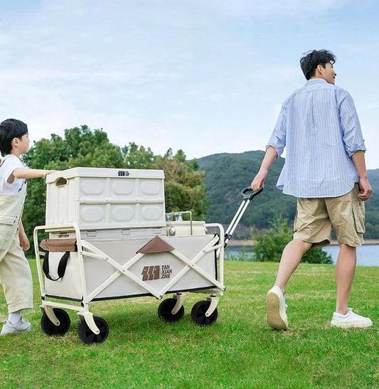 TXZ Camping Folding Wagon, Heavy Duty Folding Cart for Trolley Camping Cart, Outdoor Folding Camping Cart, picnic vehicle trailer, camping trolley, small cart, wheel-mounted Folding Cart Wagon
