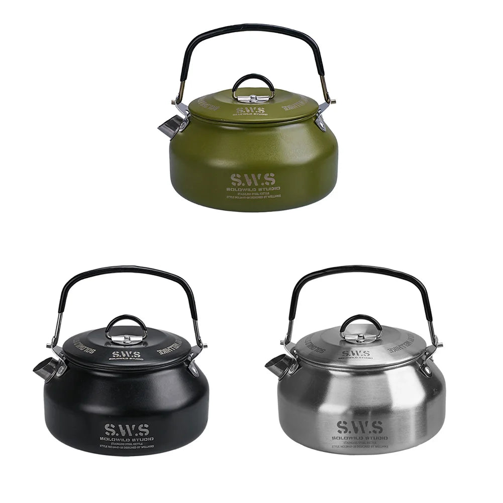 0.8L Portable Hiking Kettle with Handle Ultralight Coffee Kettle Anti-Slip Lightweight Coffee Pot Tourist Cookware Supplies