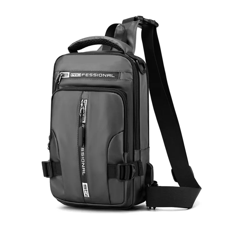Waterproof Casual Chest Bag Men Multifunction Anti-theft USB Charging Men Crossbody Bag Nylon Canvas Travel Chest Bag Pack Male