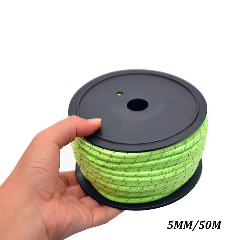 5M/10M/20M/50M Reflective Tent Rope Guylines Nylon Tent Line Cord Rescue Umbrella Paracord Rope Camping Hiking Tent Accessories