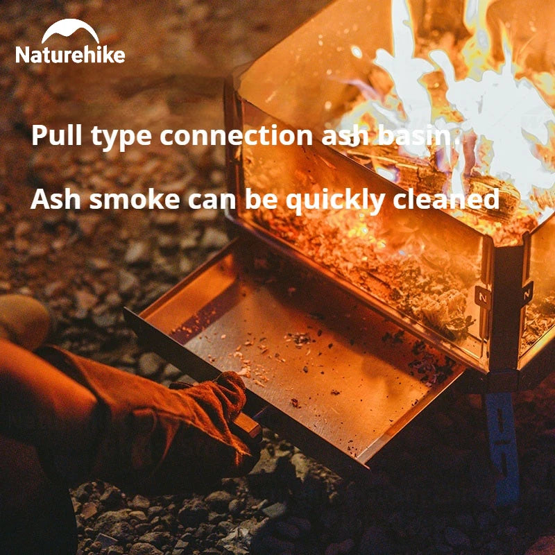 Naturehike Folding Wood Burning Stainless Steel Firewood Stove Outdoor Camping BBQ Grill Rack Heating Picnic Burner Portable