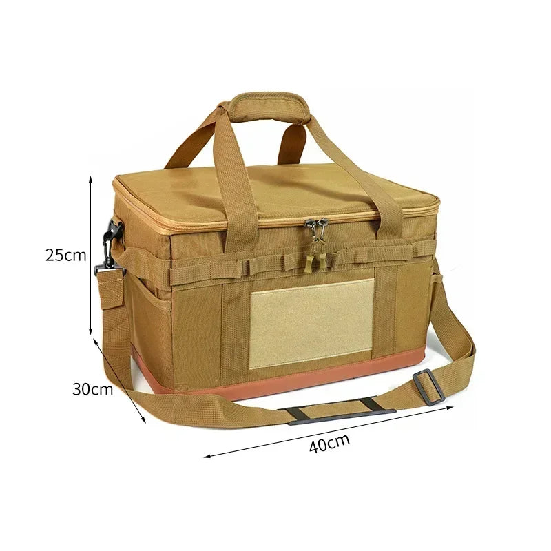 30L Camping Cooking Utensil Organizer Large Capacity Car Trunk Storage Bag Detachable Multifunctional Utility Camping Supplies