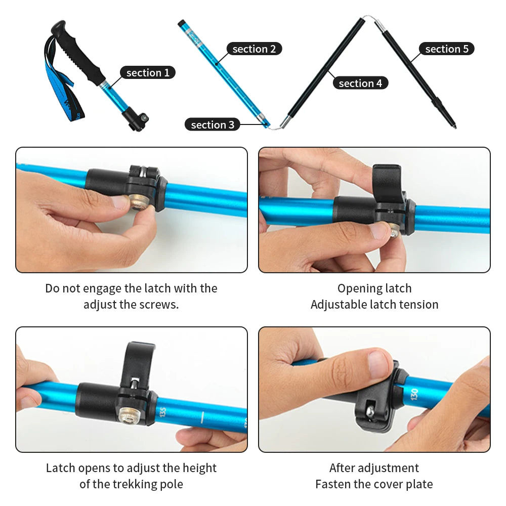 Naturehike St09 Nordic Trekking Poles Ultralight Foldable Aluminum Alloy Walking Sticks Portable Outdoor Travel Hiking Poles