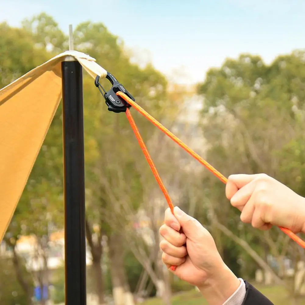 Camping Accessories Aluminum Alloy Tent Rope Tensioner Lightweight Portable Cord Adjuster for Strong Load-bearing Durable