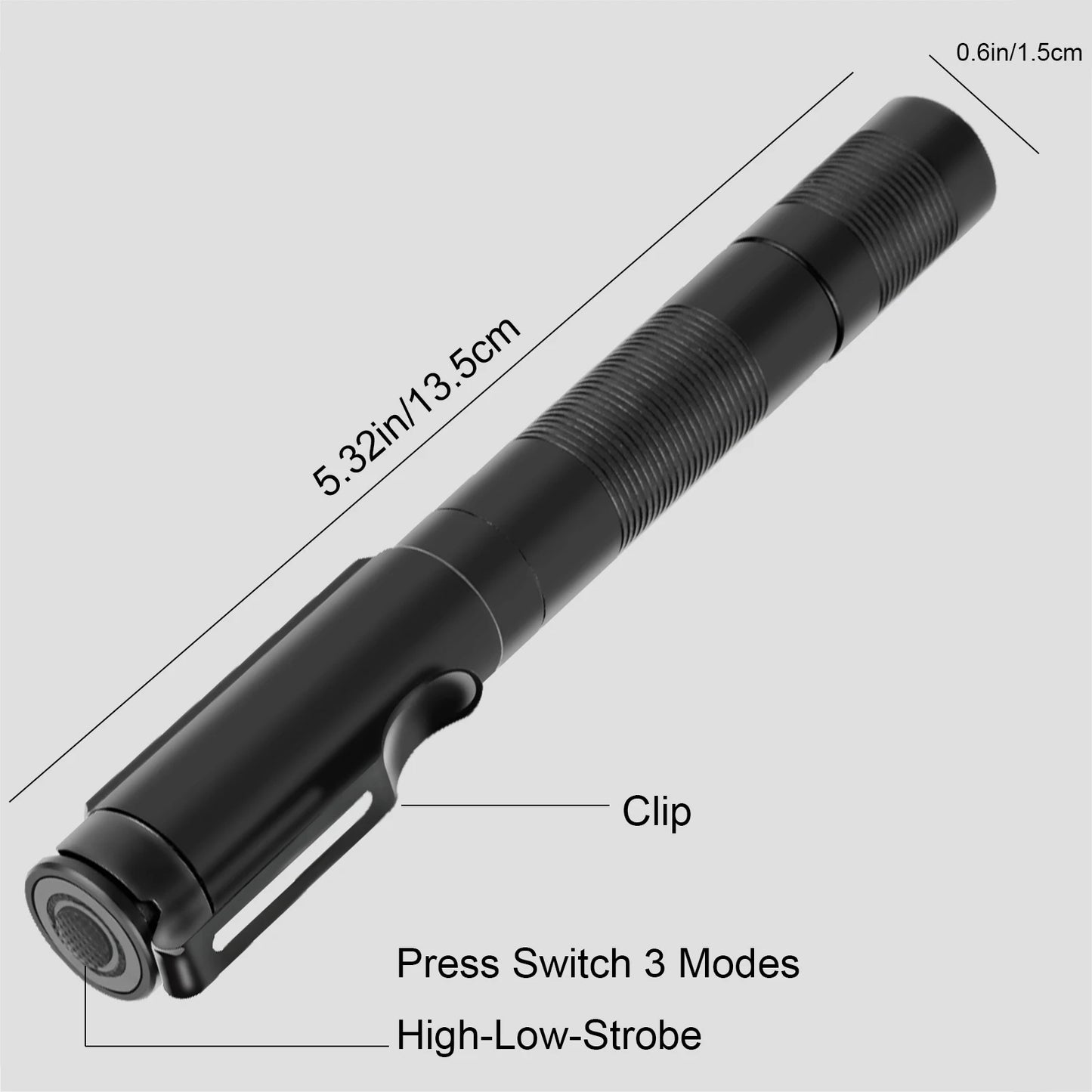 USB Rechargeable Mini Flashlights Clip Pocket Medical Penlight Waterproof Zoomable LED Torch Light