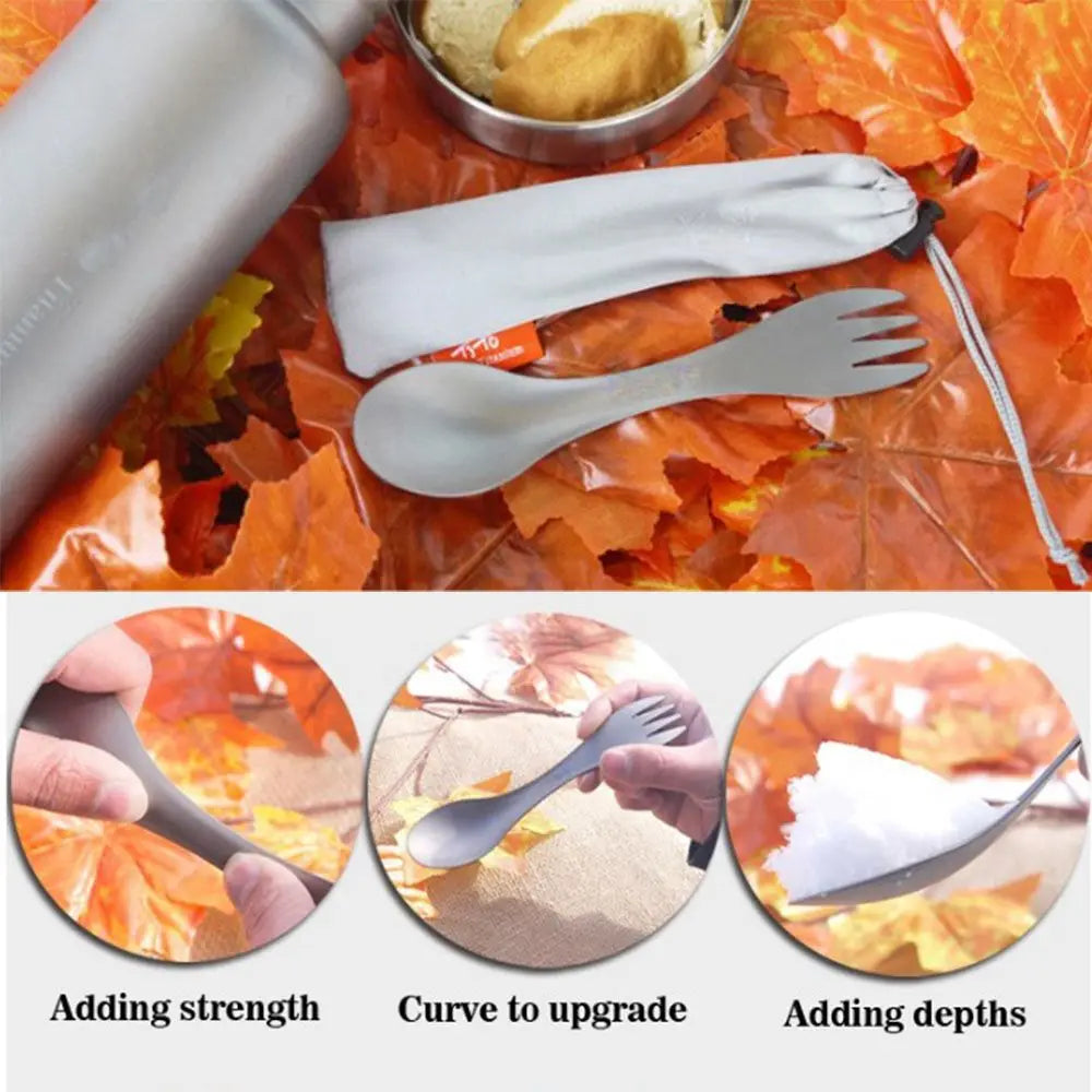 EDC Outdoor Camping Portable Picnic titanium Spoon Tableware titanium alloy Fork Ultralight pure titanium Spork