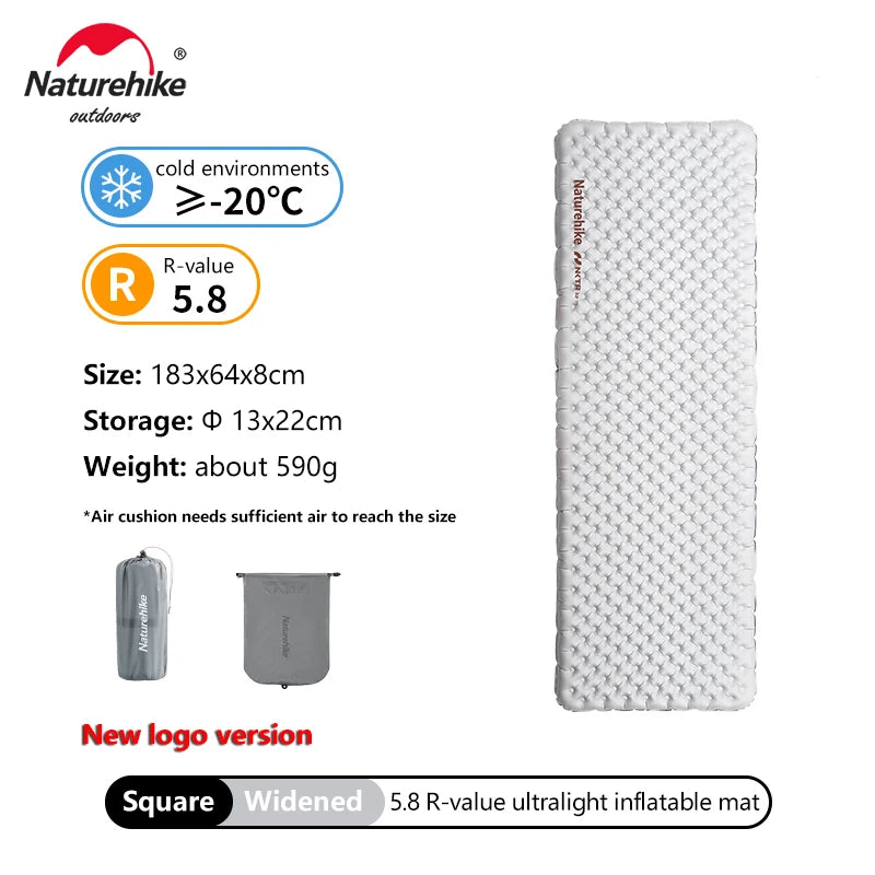 Naturehike Inflatable Mat Ultralight 5.8 High R Value Warm Sleeping Pad Portable Outdoor Camping Tent Single Moisture-proof Mats