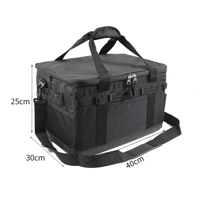 30L Camping Cooking Utensil Organizer Large Capacity Car Trunk Storage Bag Detachable Multifunctional Utility Camping Supplies