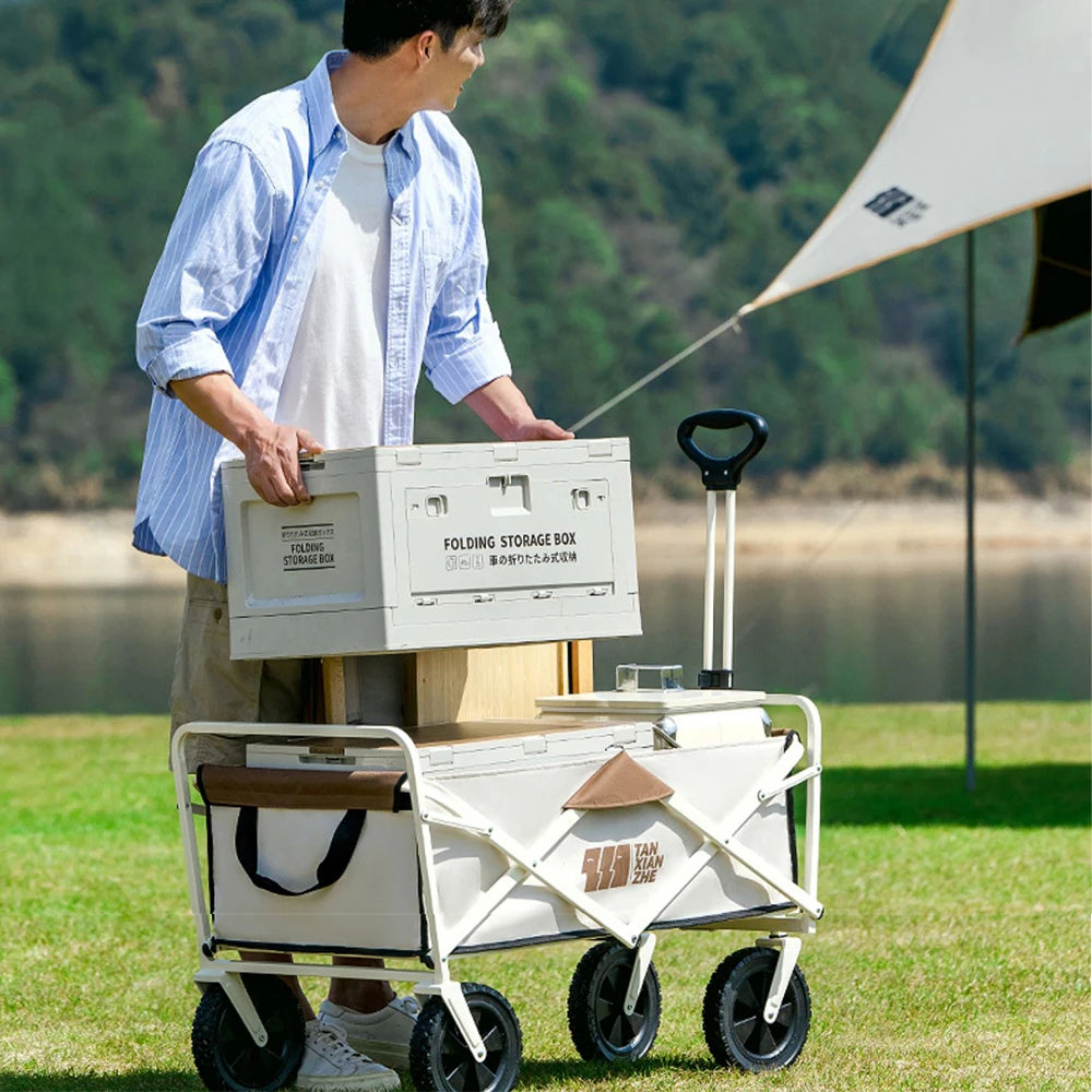 TXZ Camping Folding Wagon, Heavy Duty Folding Cart for Trolley Camping Cart, Outdoor Folding Camping Cart, picnic vehicle trailer, camping trolley, small cart, wheel-mounted Folding Cart Wagon