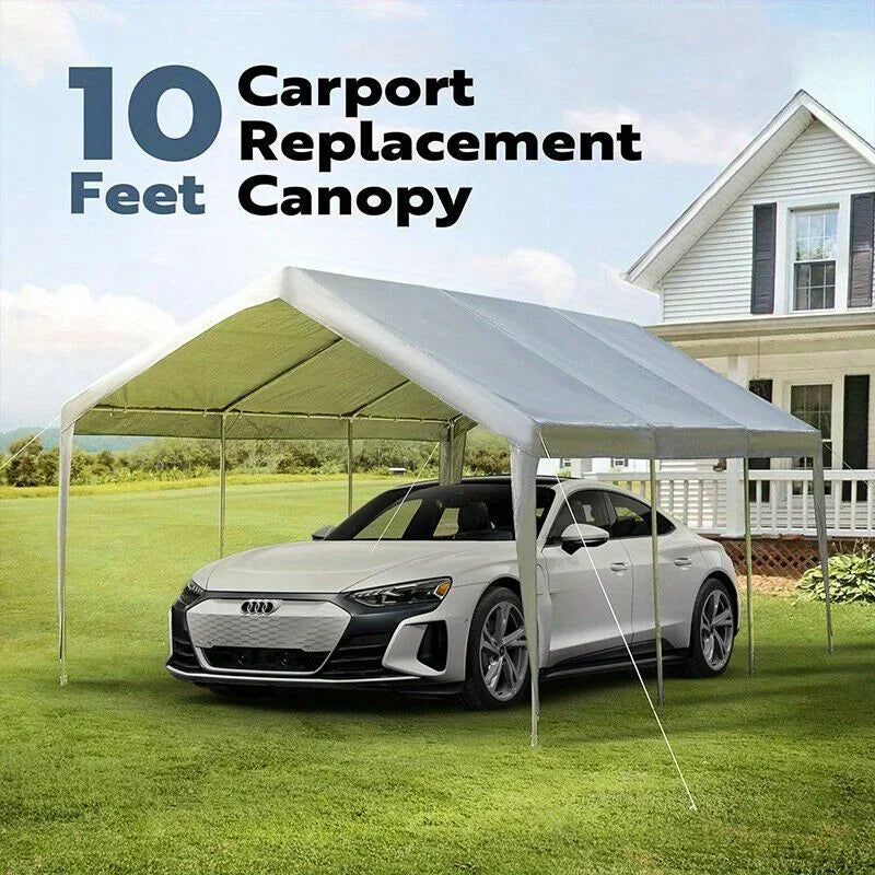 10 x 20Feet Replacement Canopy Cover for Car Tent Top Garage Shelter Cover with Ball Bungees (Only Cover,Frame Not Included)
