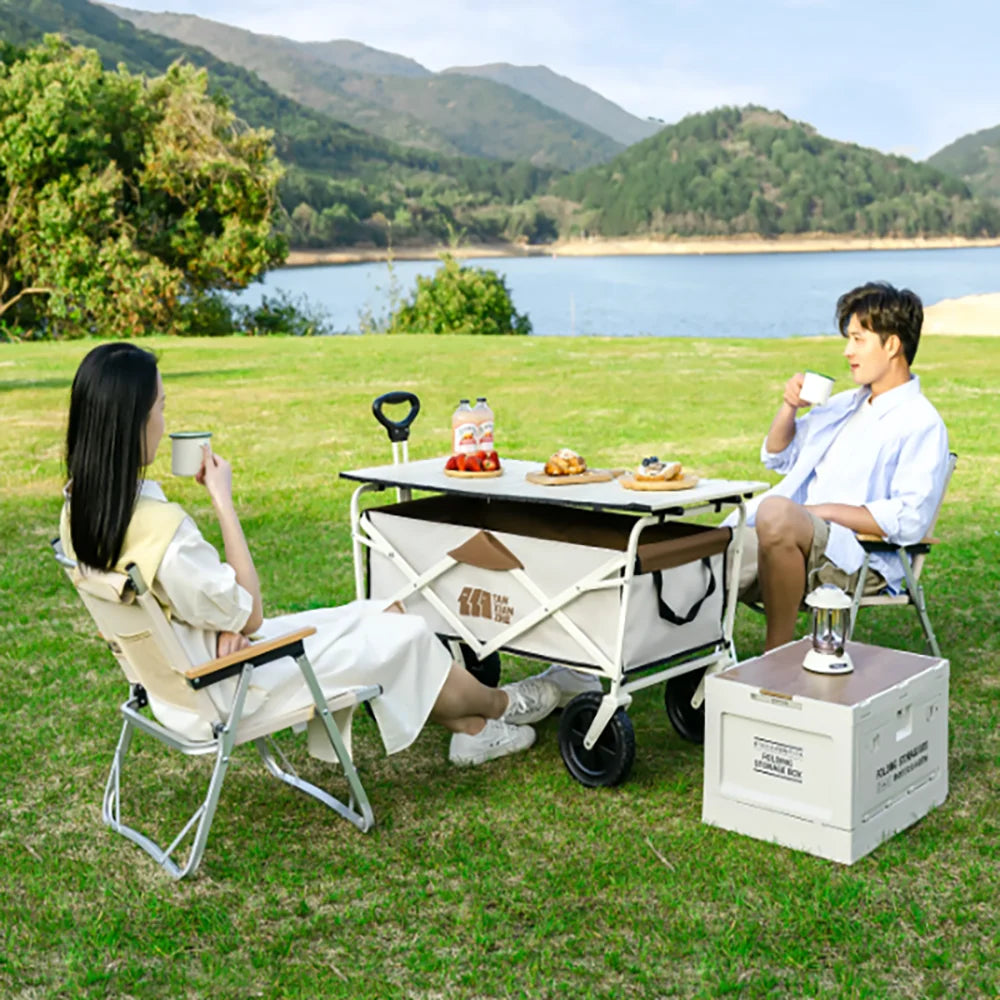 TXZ Camping Folding Wagon, Heavy Duty Folding Cart for Trolley Camping Cart, Outdoor Folding Camping Cart, picnic vehicle trailer, camping trolley, small cart, wheel-mounted Folding Cart Wagon