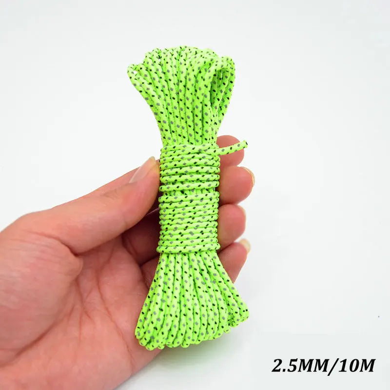 5M/10M/20M/50M Reflective Tent Rope Guylines Nylon Tent Line Cord Rescue Umbrella Paracord Rope Camping Hiking Tent Accessories