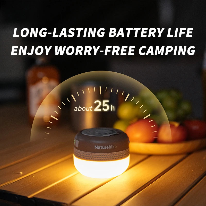 Naturehike Camping Light Rechargeable Outdoor Camping Tent Light with 5 Lighting Modes Hanging Portable Lamp 3 Brightness Levels