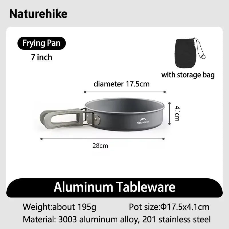Naturehike Camping Cookware Kit Outdoor Cooking Ultralight Aluminum Pot Kettle Tablewear Set Kitchen Utensils Camping Gear