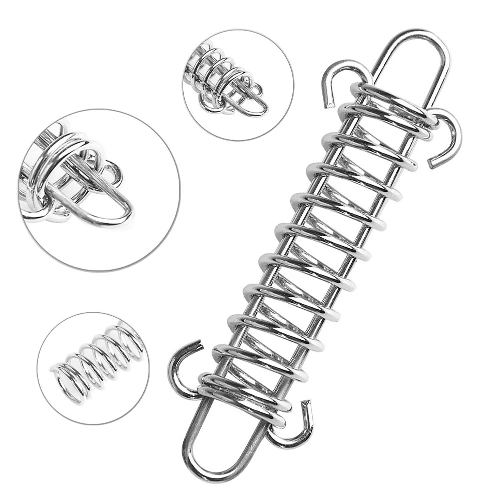 5pcs Outdoor Camping With Carabiner Steel Tent Rope Tightener Awning Lightweight Spring Windproof Fixing Cord Tensioner Buckle
