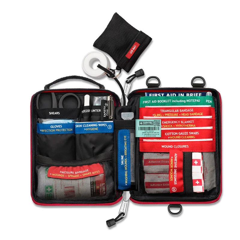 Empty/Complete Mini Car Emergency Trauma Kit Travel Medical Kit Survival First Aid Kit for Home Businesses Camping Hiking Sports