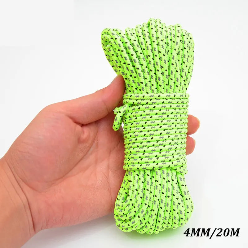 5M/10M/20M/50M Reflective Tent Rope Guylines Nylon Tent Line Cord Rescue Umbrella Paracord Rope Camping Hiking Tent Accessories