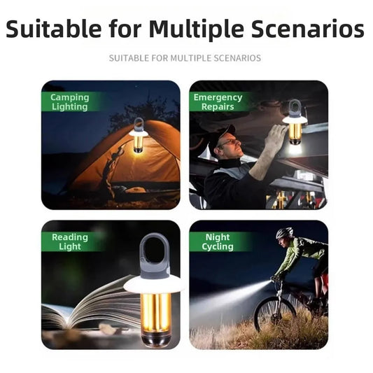 Super Bright Rechargeable LED Light 5 Lighting Modes Waterproof Camping Light 8 Light Filaments Handheld Portable Flashlight