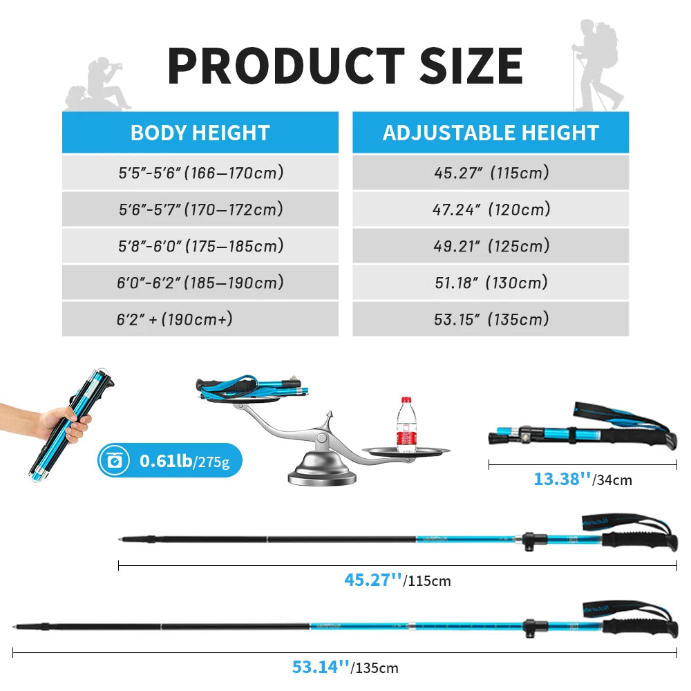 Naturehike St09 Nordic Trekking Poles Ultralight Foldable Aluminum Alloy Walking Sticks Portable Outdoor Travel Hiking Poles
