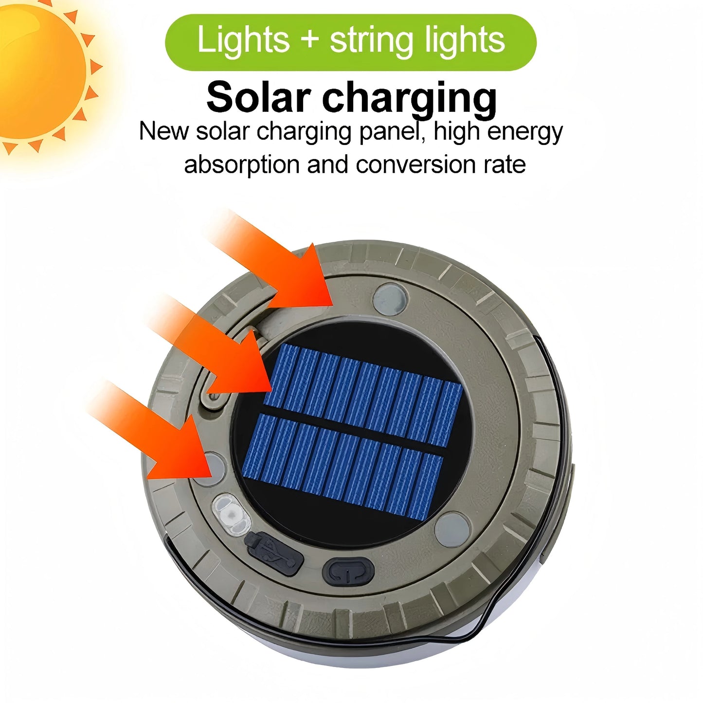 Solar Camping Lamp 10 meter String Light Outdoor Tent Lamp Type-C Atmosphere Lantern LED Flashlight with Hook Lights Outdoor