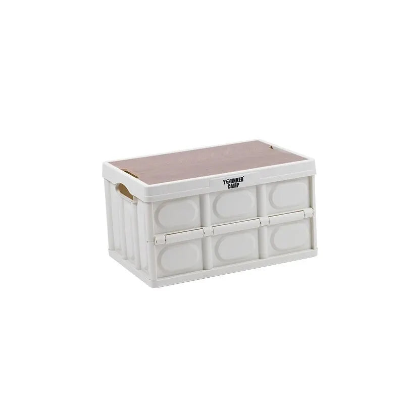 Outdoor Camping Folding Box Car Trunk Wooden Cover Camping Equipment Organizer Household Storage Box