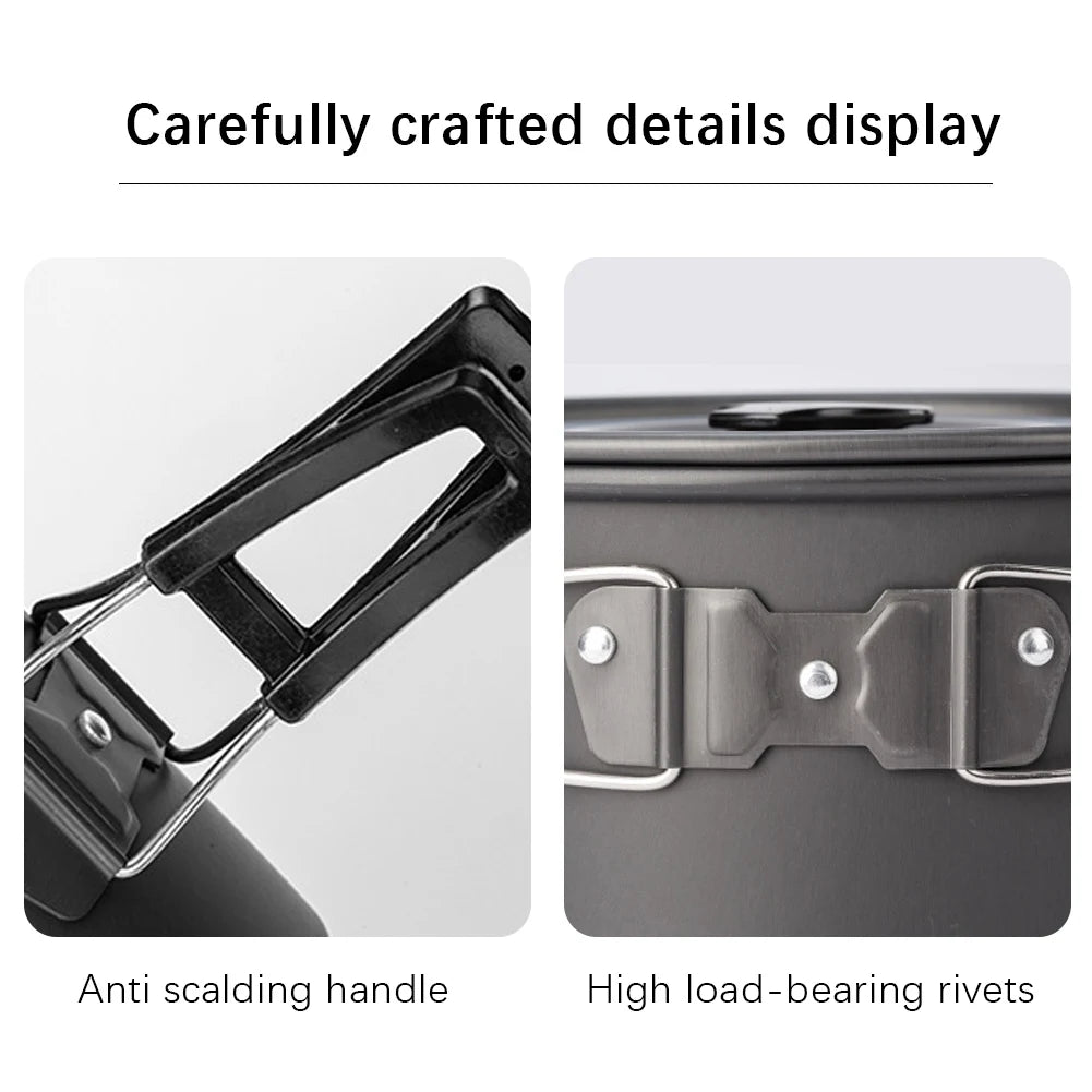 Portable Camping Pot with Lid and Folding Handle Camping Cook Pot Non-Stick Camping Cooking Utensils for Camping Hiking Picnic
