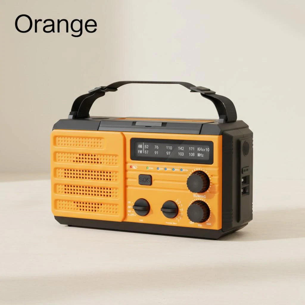 Emergency Hand Crank Rechargeable Solar Flashlight Multifunctional LED Reading Light Radio Safety Protection Self Defense
