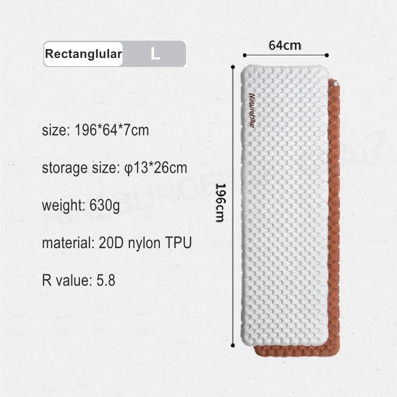 Naturehike Tuye 5.8 R Value UL Mattress Ultralight Inflatable Sleeping Pad Camping Air Mat  Winter Outdoor Hike Cushion