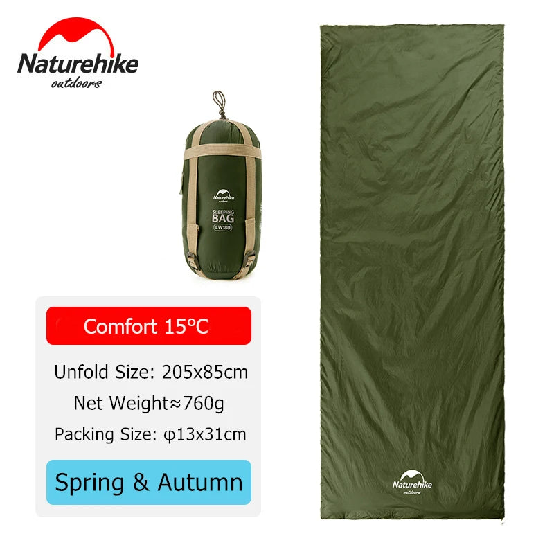 Naturehike Newest Sleeping Bag Ultralight Waterproof Cotton Sleeping Bag Nature Hike Summer Hiking Camping Tent Sleeping Bag