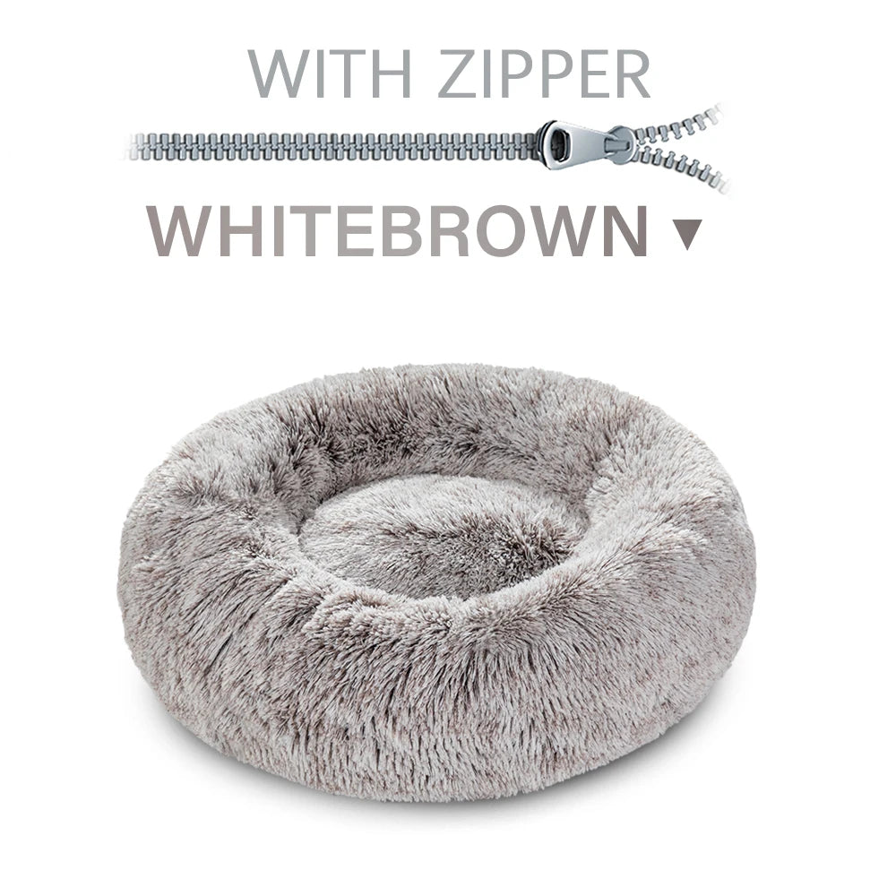 Removable Round Pet Bed Dog Bed Sofa Washable Removable Dog House Long Luxe Plush Outdoor Large Pet Cat Dog Bed Warm Mat Sofa