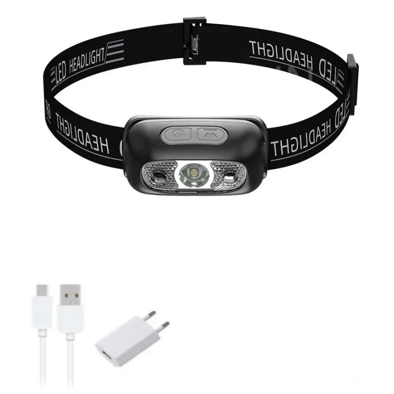 Mini Rechargeable Powerful Sensor Headlamp Fishing Camping USB Head Flashlight COB LED Head Light Torch Headlights Front Lantern