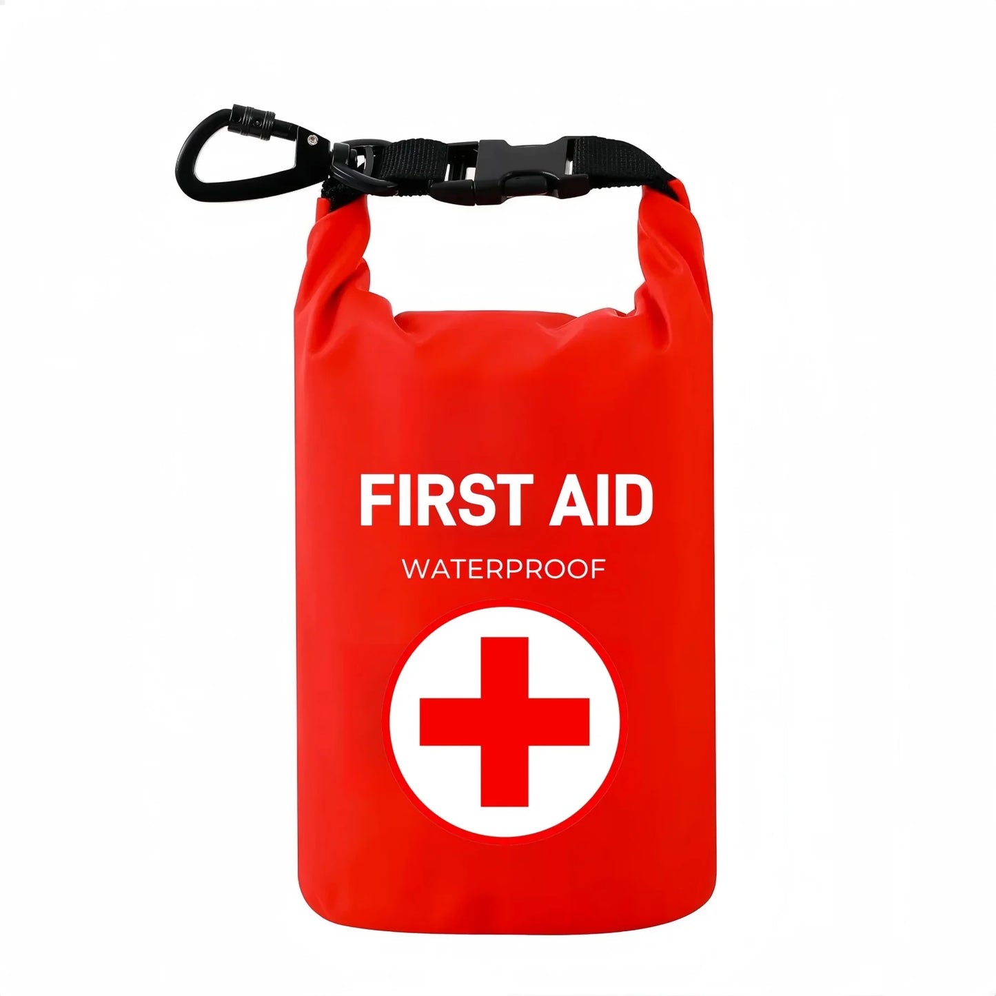 2L Waterproof First Aid Bag Roll Top Boat Emergency Kit Red with Shoulder Straps for Boating Swimming Fishing Kayaking Camping