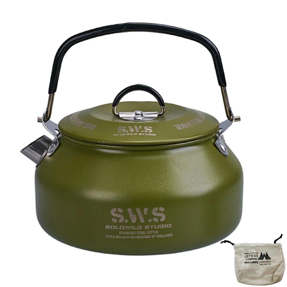 0.8L Portable Hiking Kettle with Handle Ultralight Coffee Kettle Anti-Slip Lightweight Coffee Pot Tourist Cookware Supplies