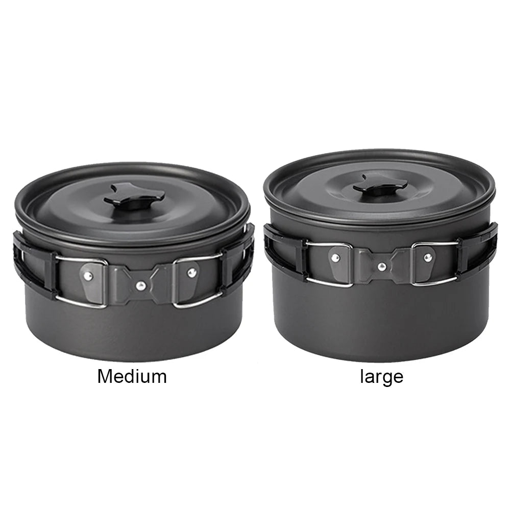 Portable Camping Pot with Lid and Folding Handle Camping Cook Pot Non-Stick Camping Cooking Utensils for Camping Hiking Picnic