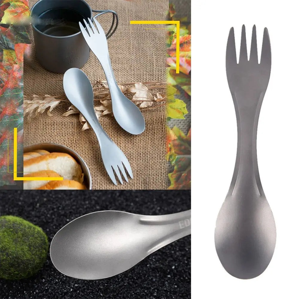 EDC Outdoor Camping Portable Picnic titanium Spoon Tableware titanium alloy Fork Ultralight pure titanium Spork