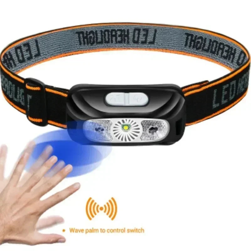 Mini Rechargeable Powerful Sensor Headlamp Fishing Camping USB Head Flashlight COB LED Head Light Torch Headlights Front Lantern