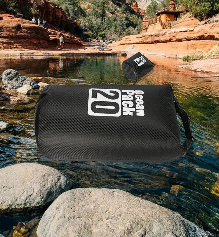 2/5/10/15/20/30L Waterproof Swimming Bag Carbon Fiber Waterproof Dry Bag Outdoor Foldable Storage Beach Swimming Rafting Bag