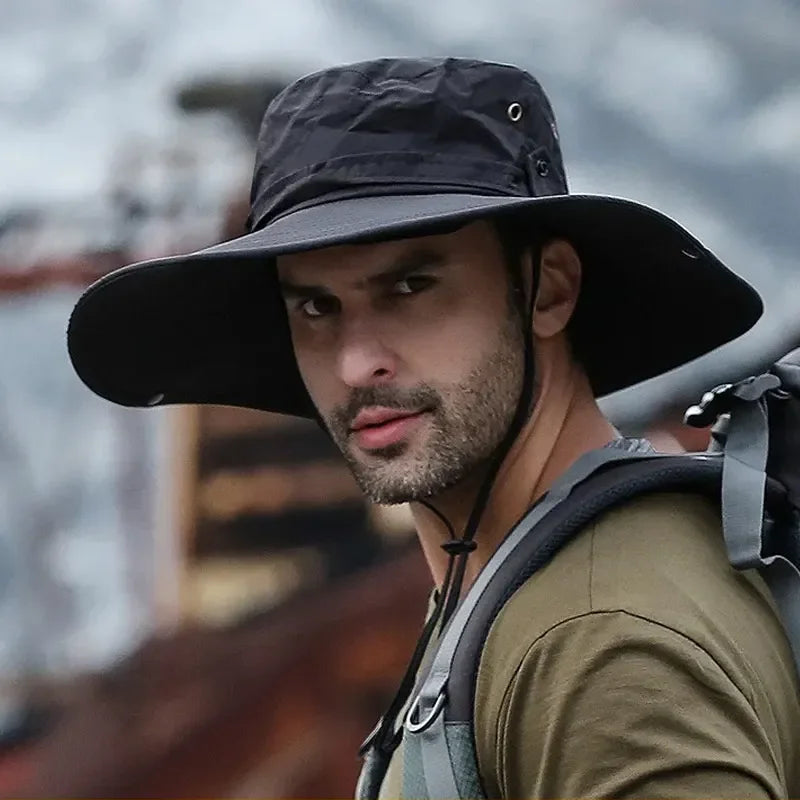 New Sun Protection Fishing Hat Summer Breathable Mesh Camping Hiking Caps Anti-UV Sun Hat Mountaineering Caps Men's Panama Hat