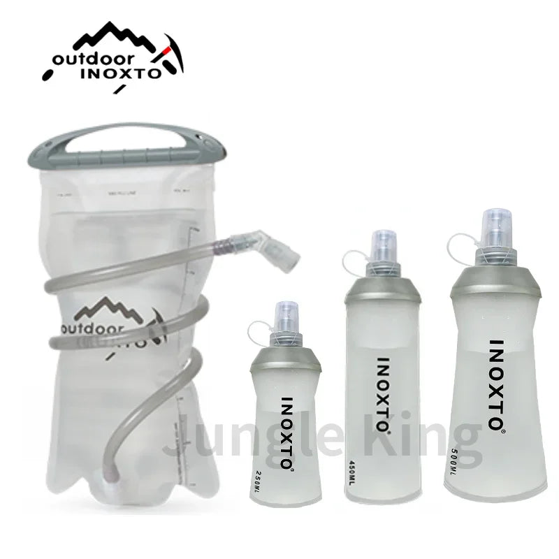 INOXTO 250ml 500ml Outdoor Running Sports PEVA Water Bottle Mountain Biking Water Bladder Soft Water Bottles for Cycling Hiking