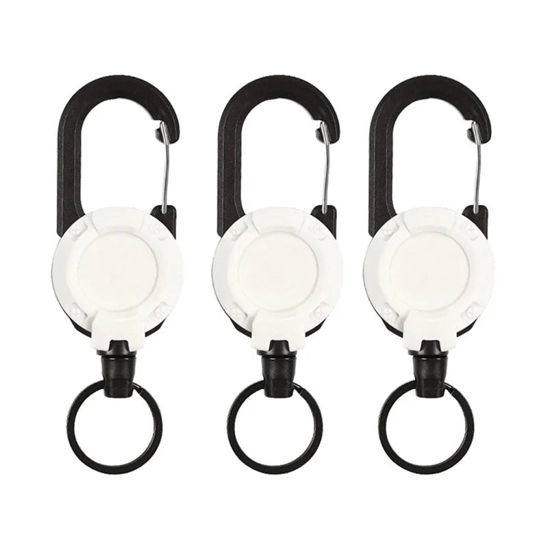 3Pcs Versatile Carabiner Set Outdoor Automatic Retractable Anti-Loss Keychain Telescopic Wire Clips Backpack Key Ring Buckle