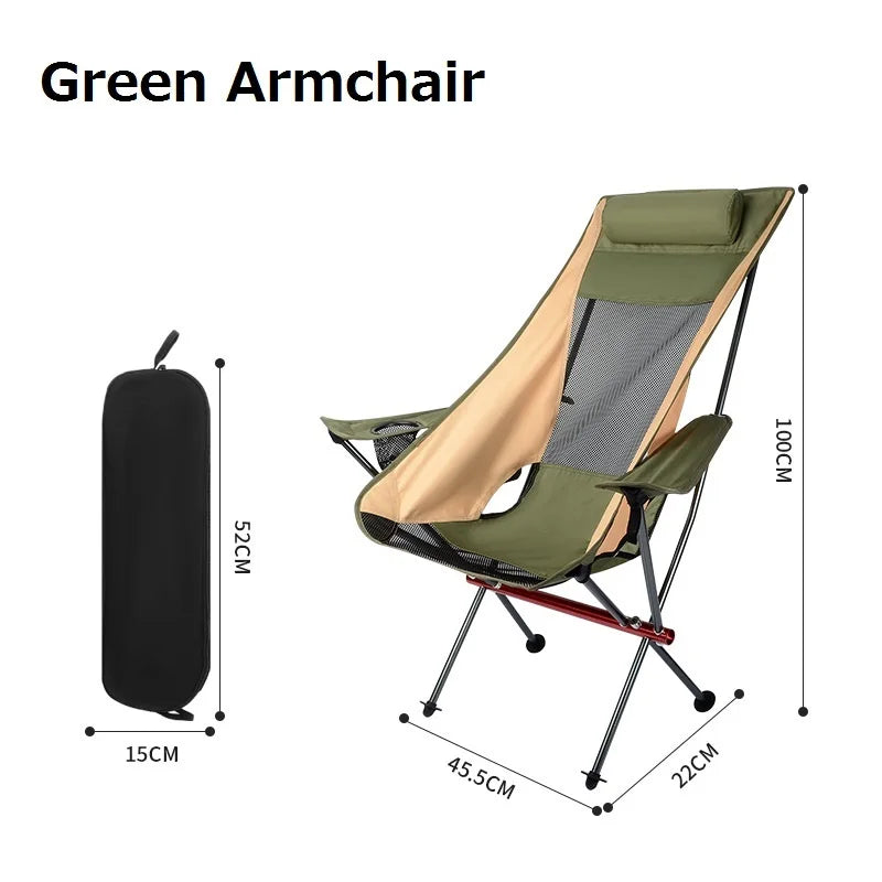 New Outdoor Folding Chair Ultralight Aluminum Moon Chair Picnic Beach Fishing Chairs Garden Seat Portable Hiking Camping Chair