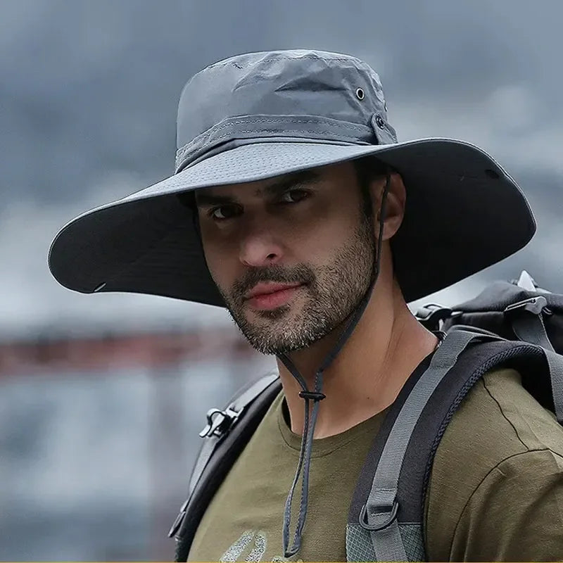New Sun Protection Fishing Hat Summer Breathable Mesh Camping Hiking Caps Anti-UV Sun Hat Mountaineering Caps Men's Panama Hat
